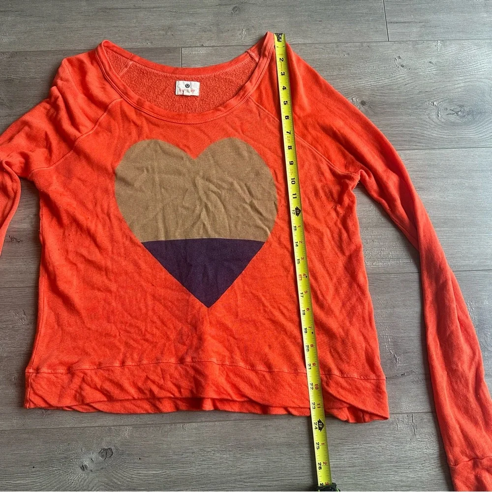 Sundry orange/navy/tan heart long sleeve top - size 1 (size 4-6/small)